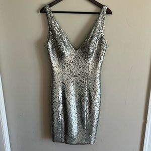 Allure Bridals Women’s Silver Sequin Sleeveless Dress Size 10